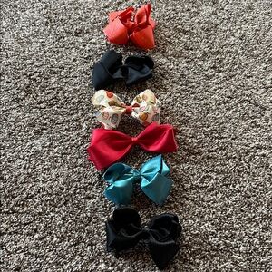 Fall hairbow lot orange black pumpkin teal